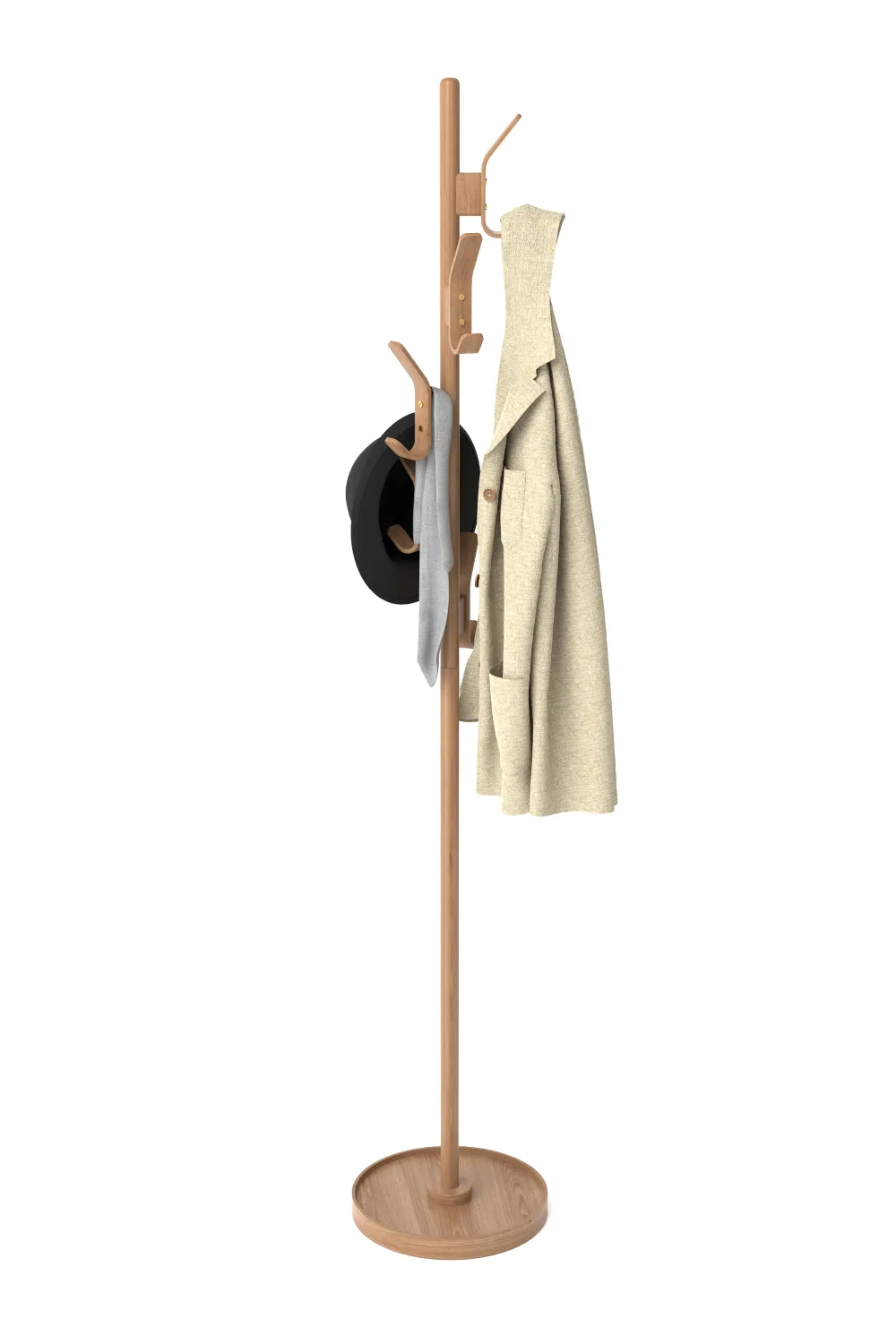 5-Hook Oak Coat Stand | Wireworks
