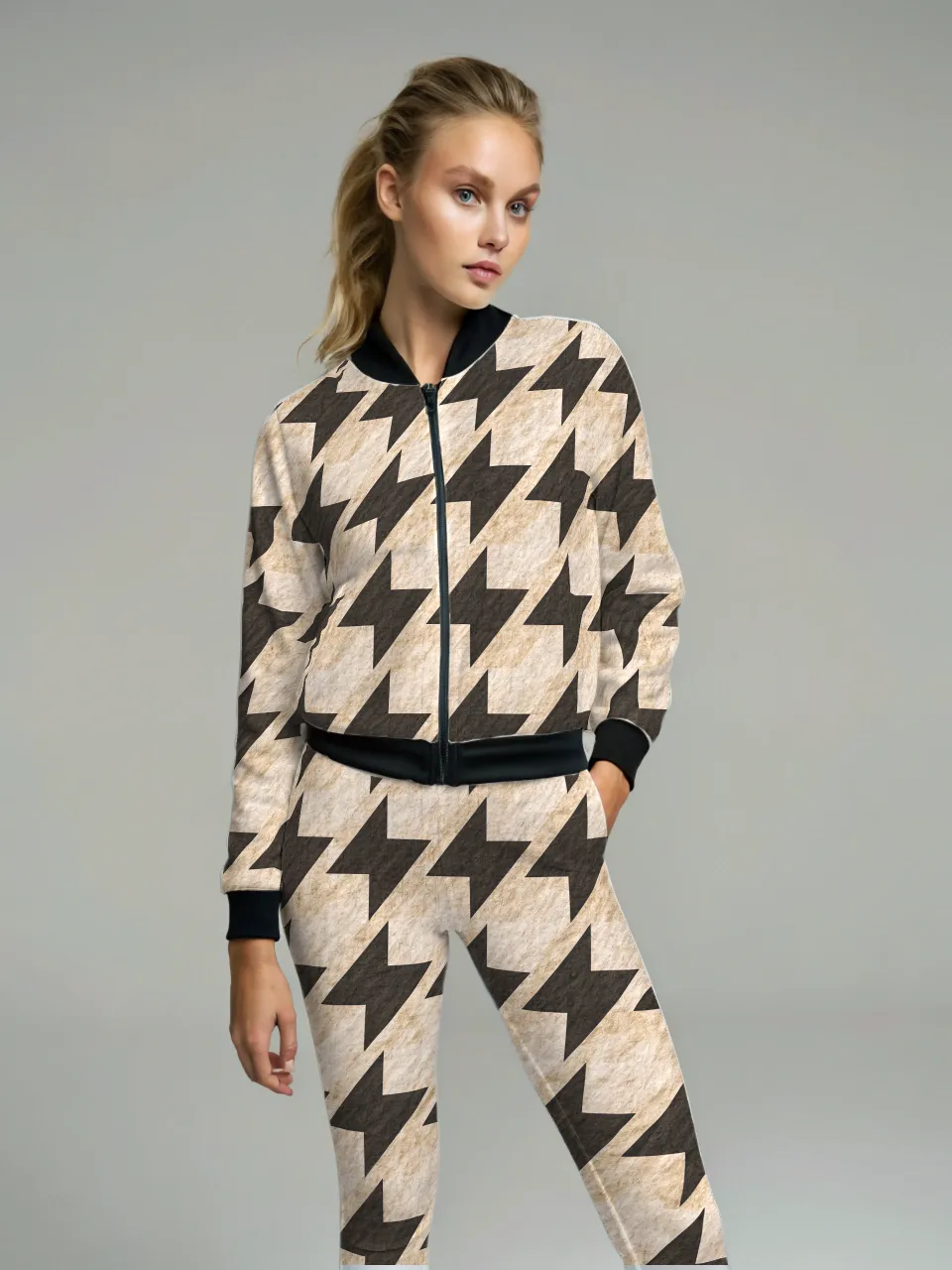 Classy Brown Blaze Print High Waist Body Shaping Leggings