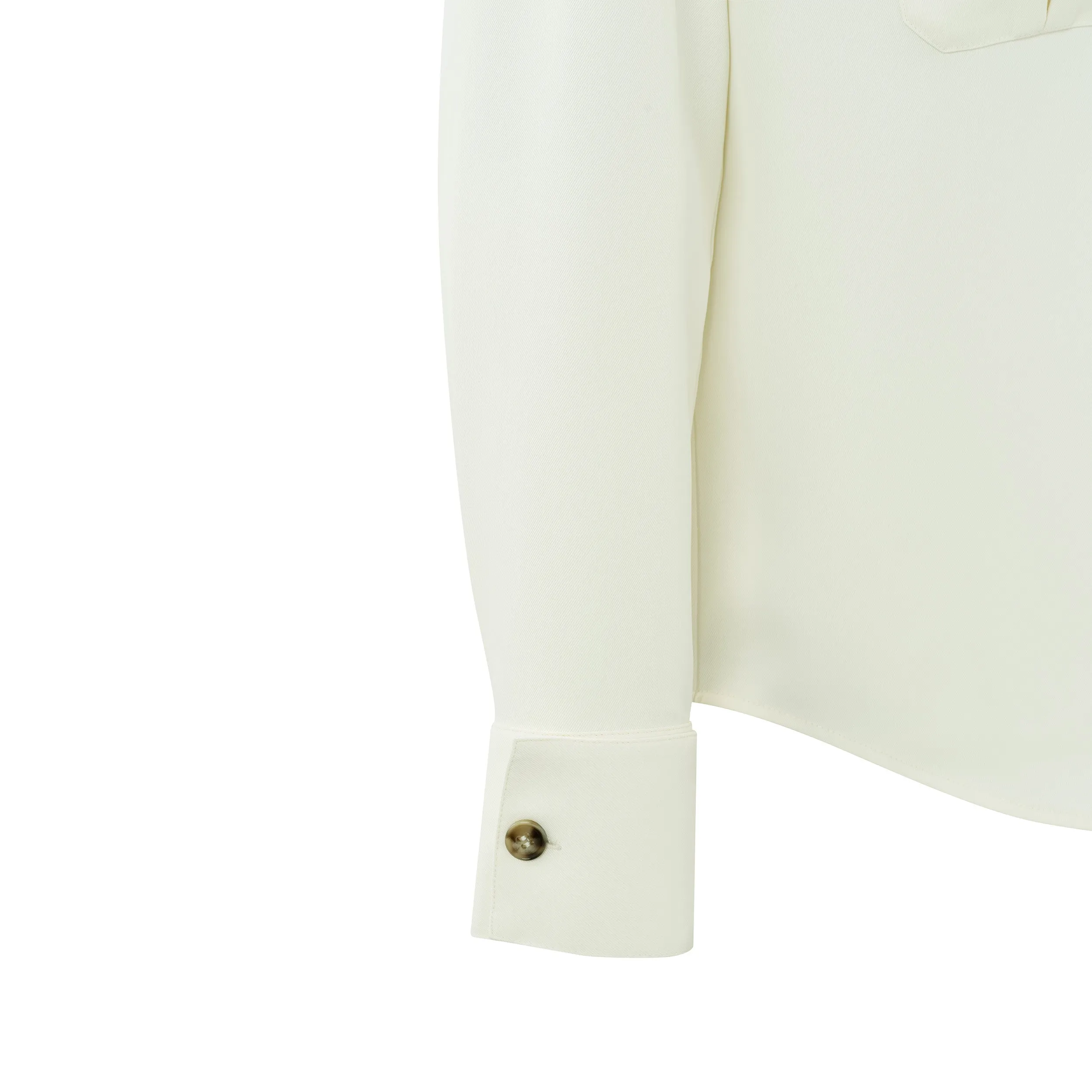 Feminine Cargo Blouse with Epaulettes - Ivory White