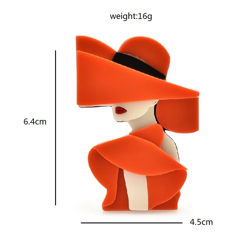 Girl with A Hat Acrylic Brooch Pin Accessories