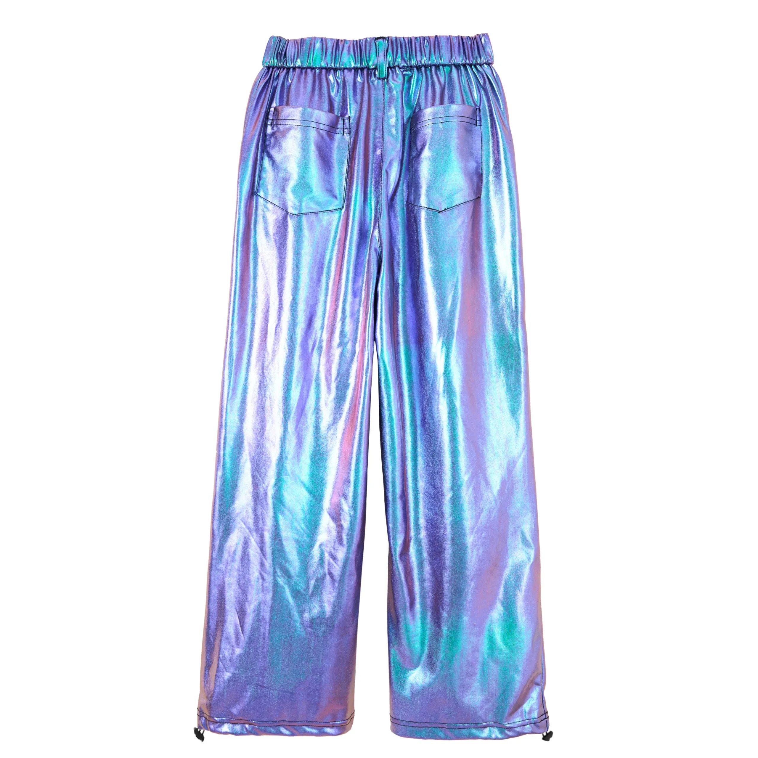 Girls Metallic Jogger Pants Shiny Jazz Street Hip Hip Dance Pants