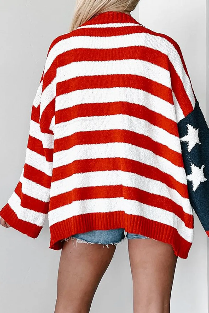 HWS1083 Patriotic Stars & Stripes Cardigan