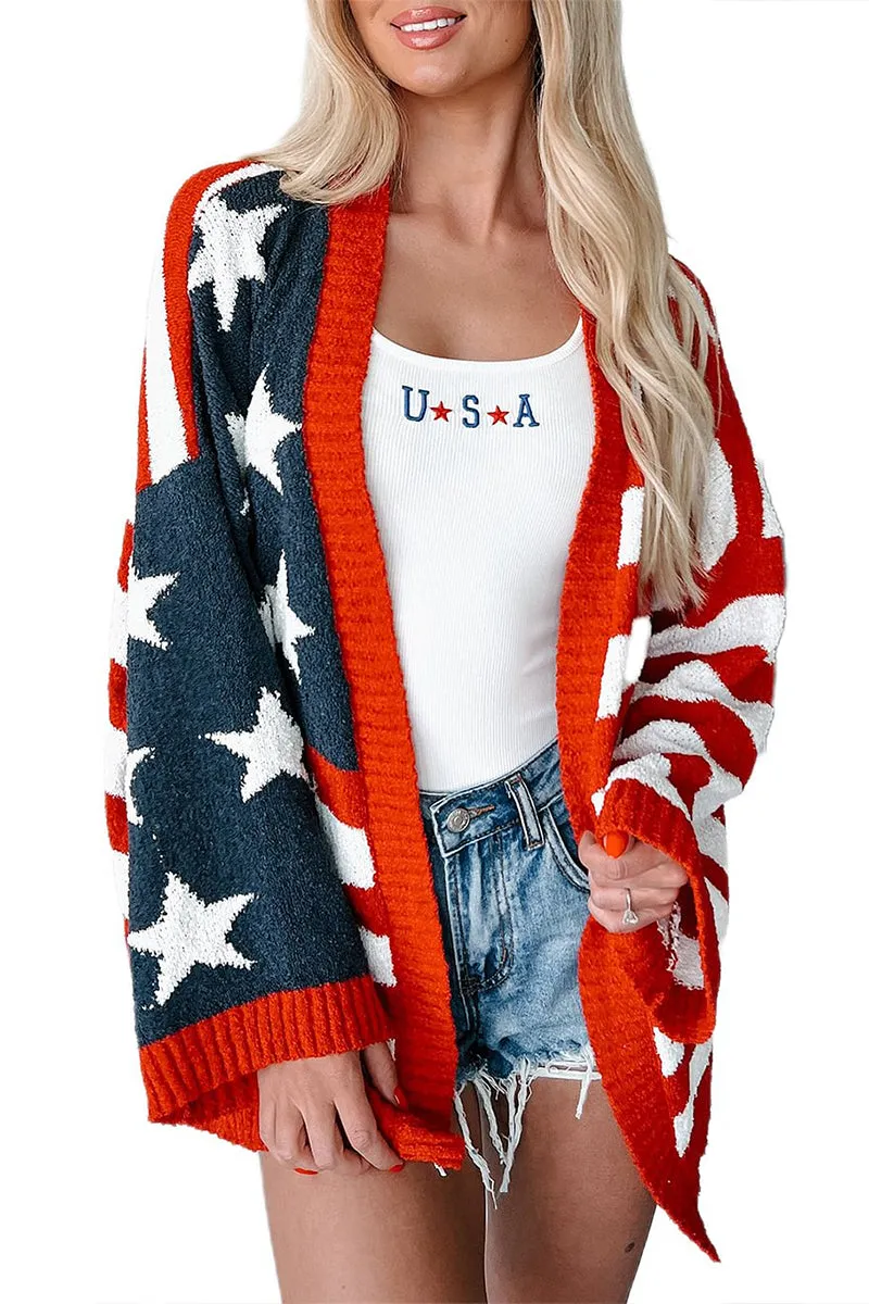 HWS1083 Patriotic Stars & Stripes Cardigan