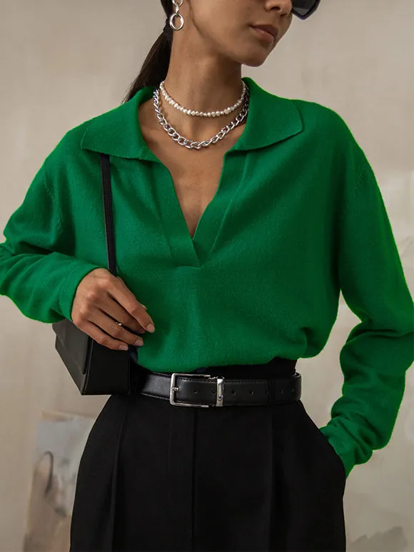 Leisure Collared Graceful Pullover Sweater
