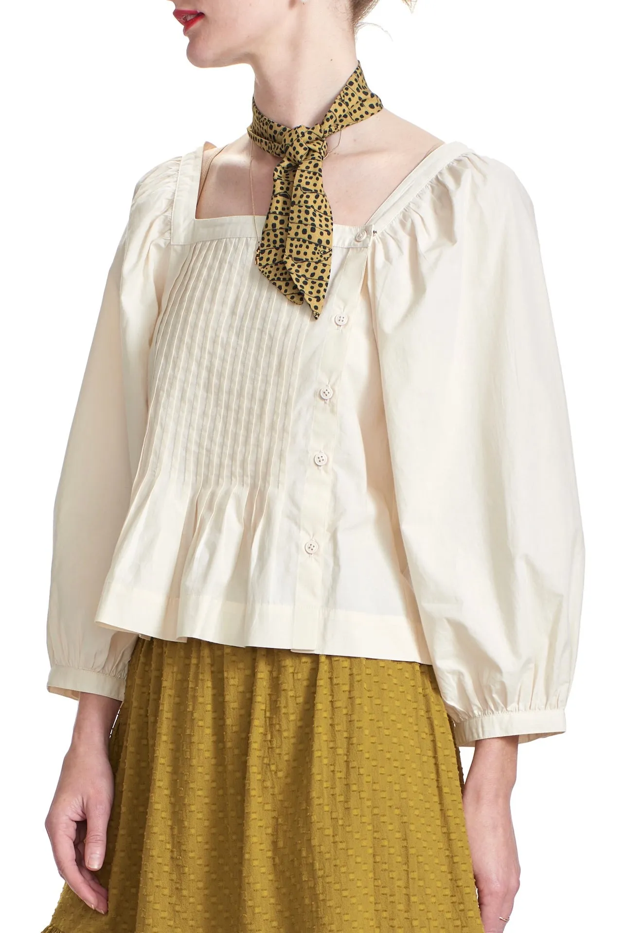 LIANA PLEAT NECK TOP- SUSTAINABLE