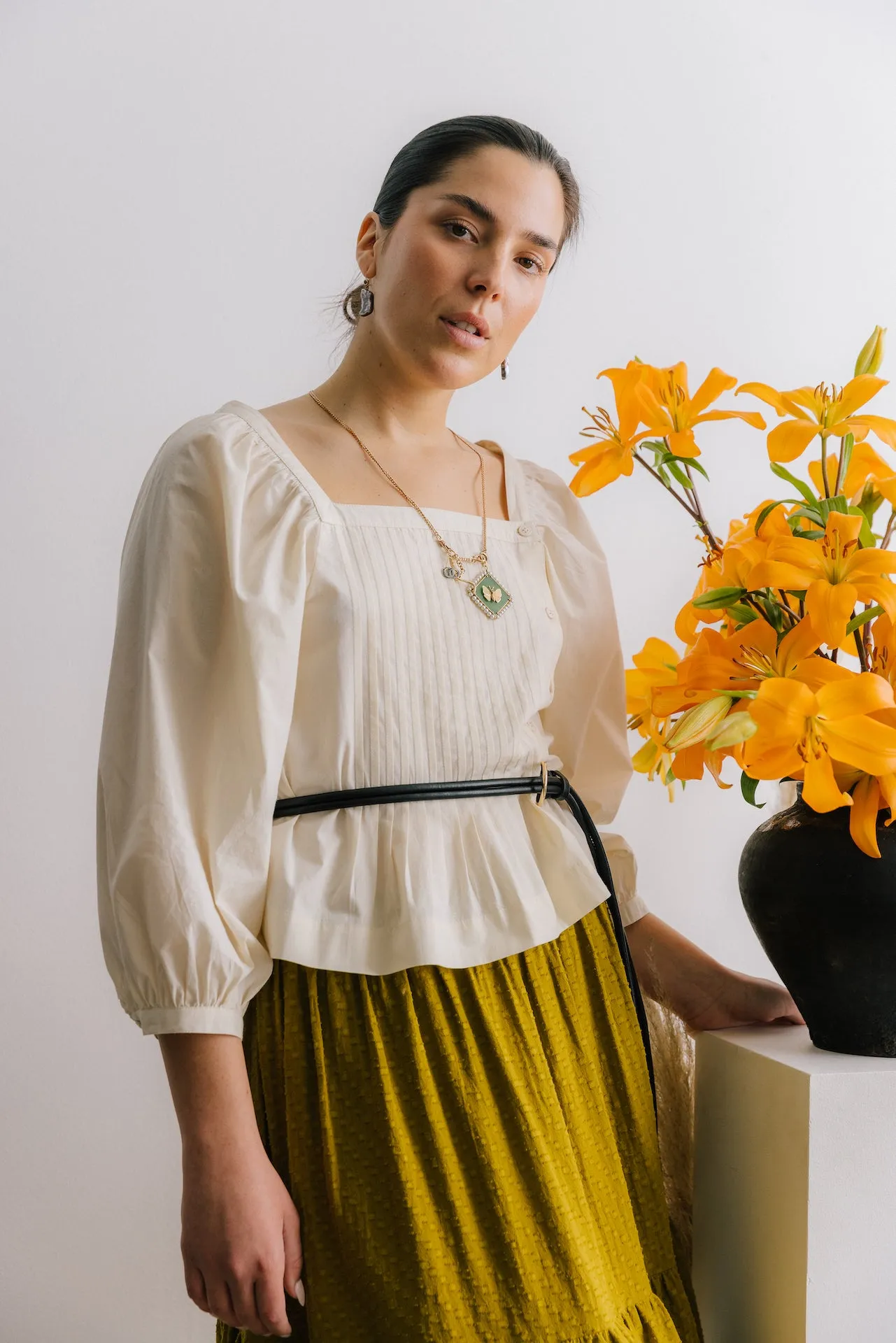 LIANA PLEAT NECK TOP- SUSTAINABLE