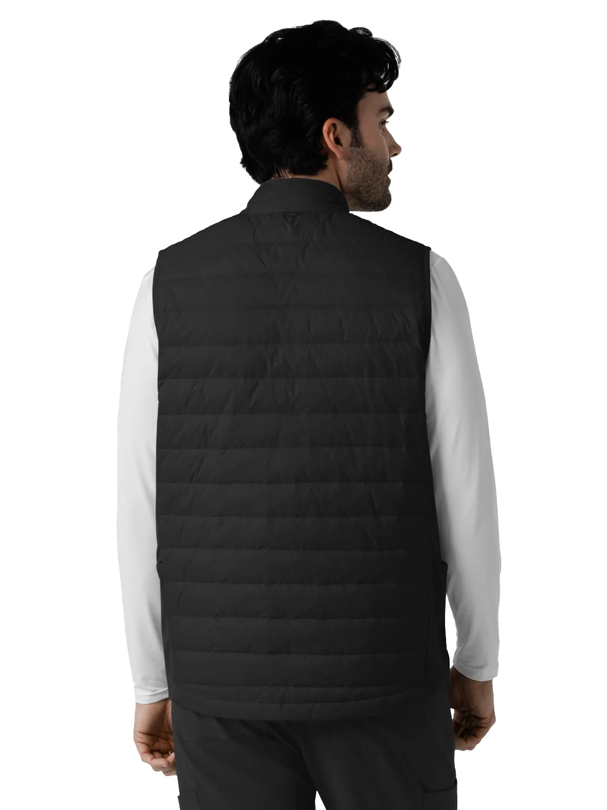 Men's Six-Pocket Quilted Vest - 8377 - Black