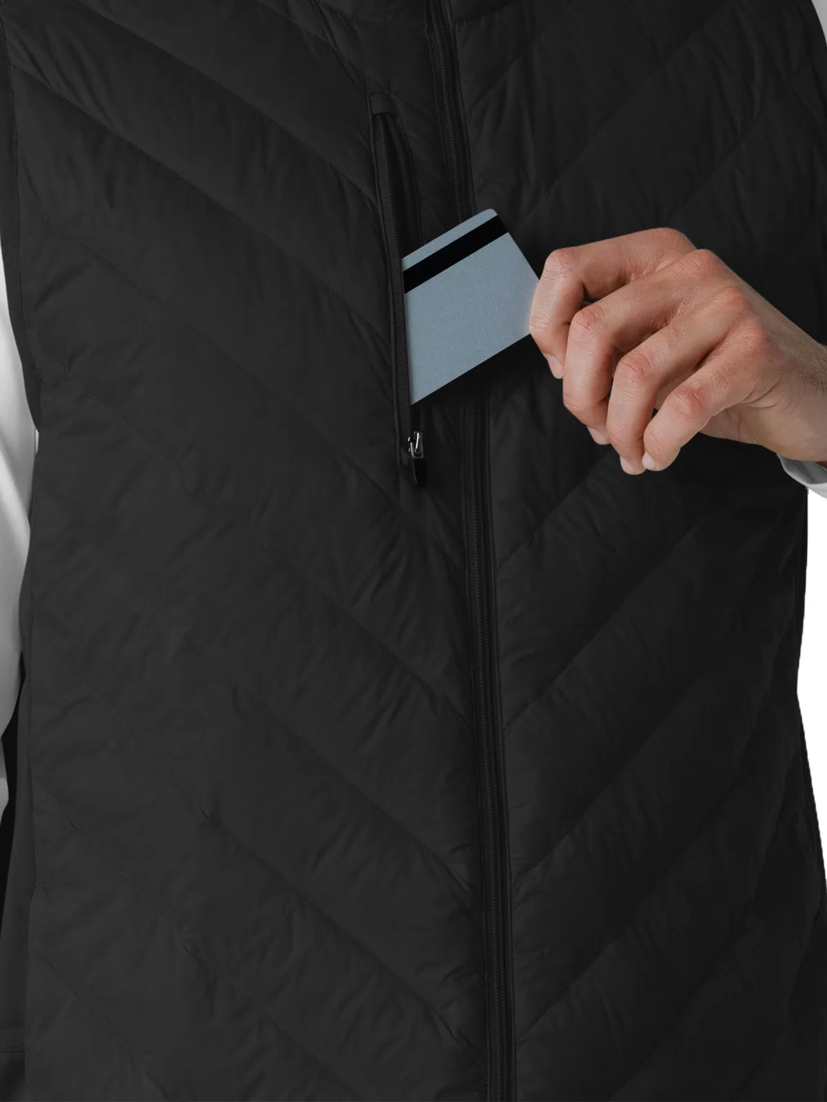 Men's Six-Pocket Quilted Vest - 8377 - Black