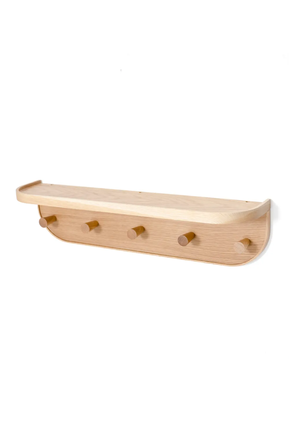 Oak Five-Hook Storage Shelf | Wireworks Nook