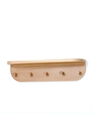 Oak Five-Hook Storage Shelf | Wireworks Nook