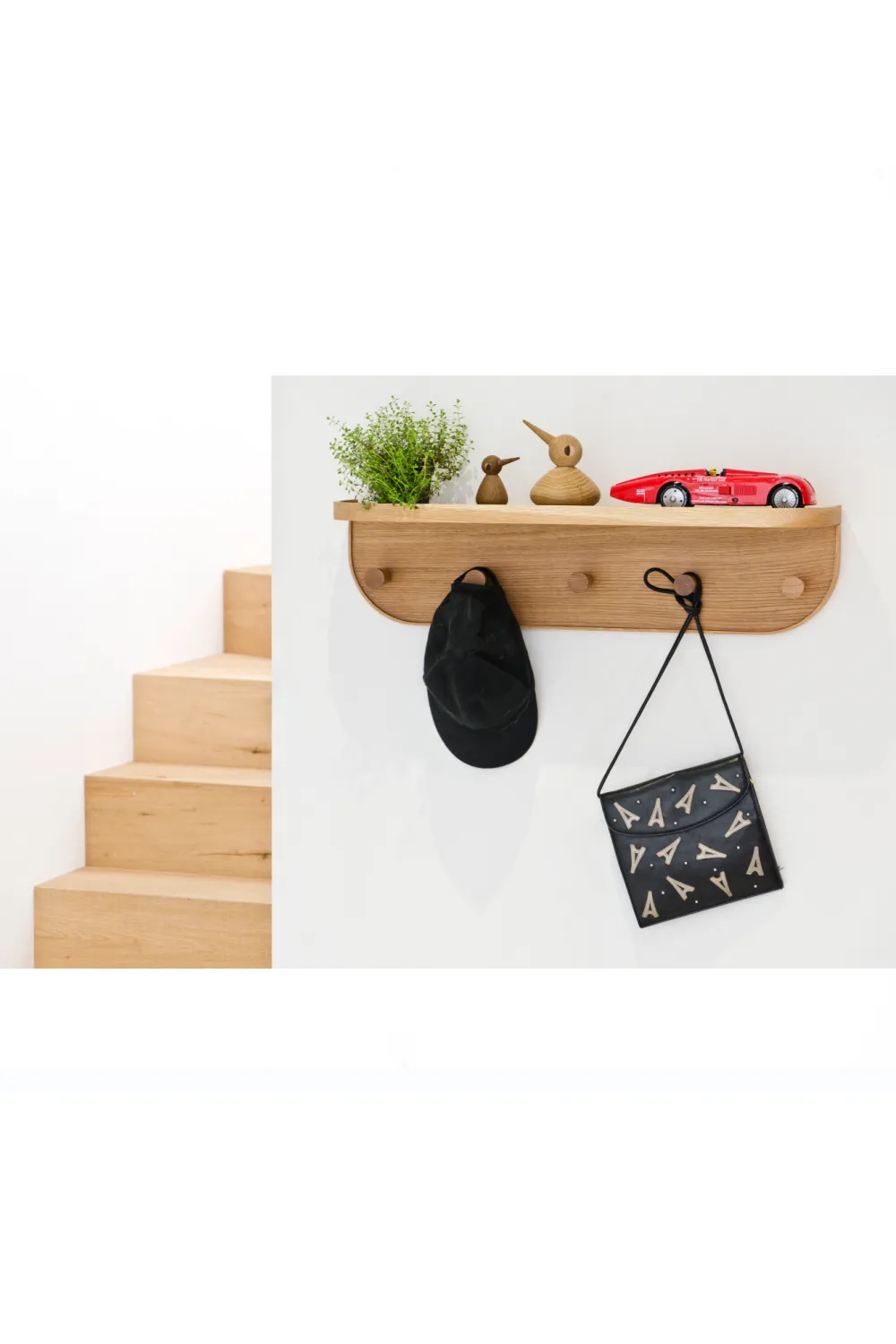 Oak Five-Hook Storage Shelf | Wireworks Nook