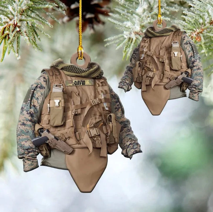 Personalized Tactical Vests Acrylic Ornament for Soldiers, Soldiers Ornament for Dad, Him