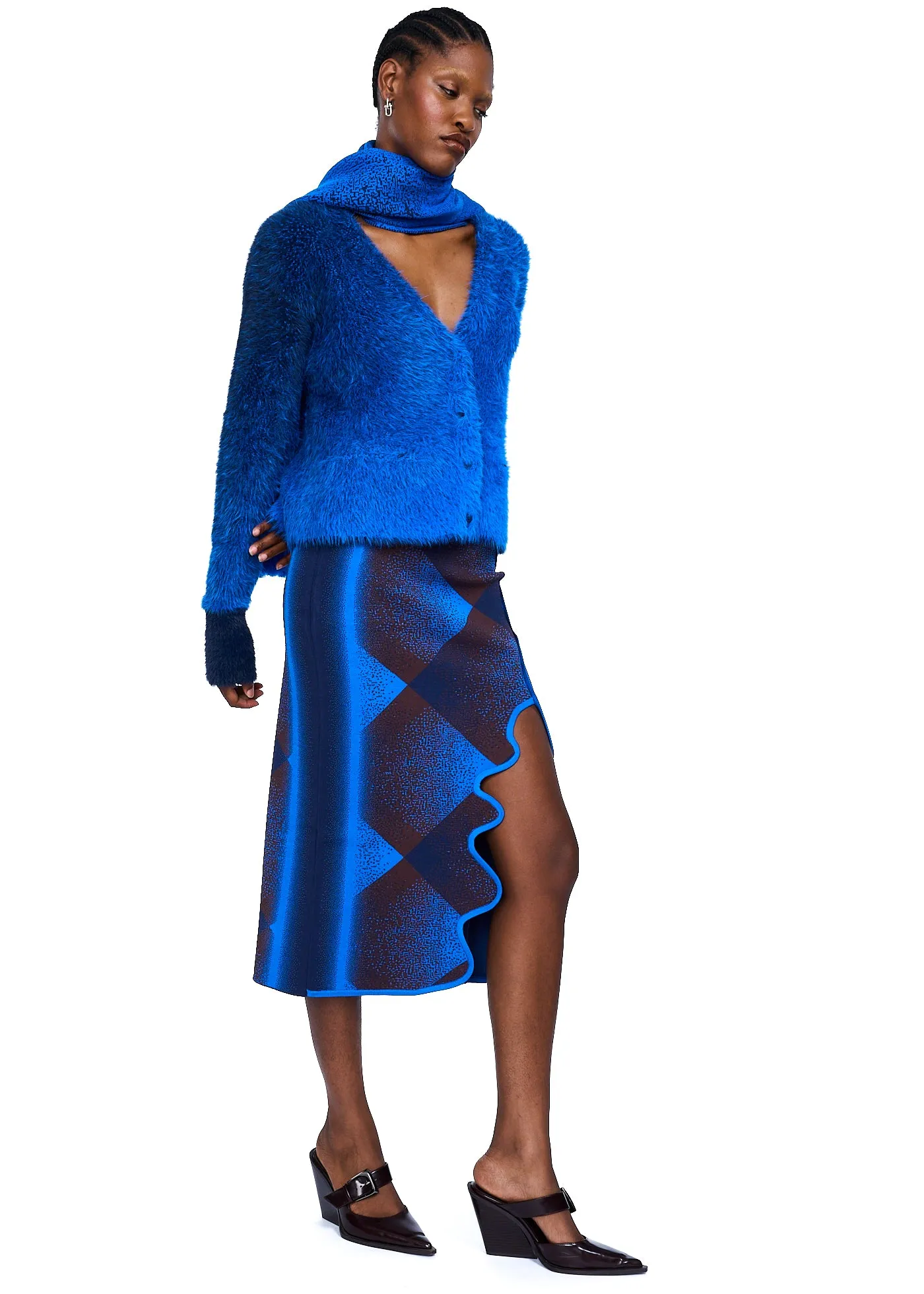PH5 Ozzy Faux Fur Oversized Cardigan in Electric Blue