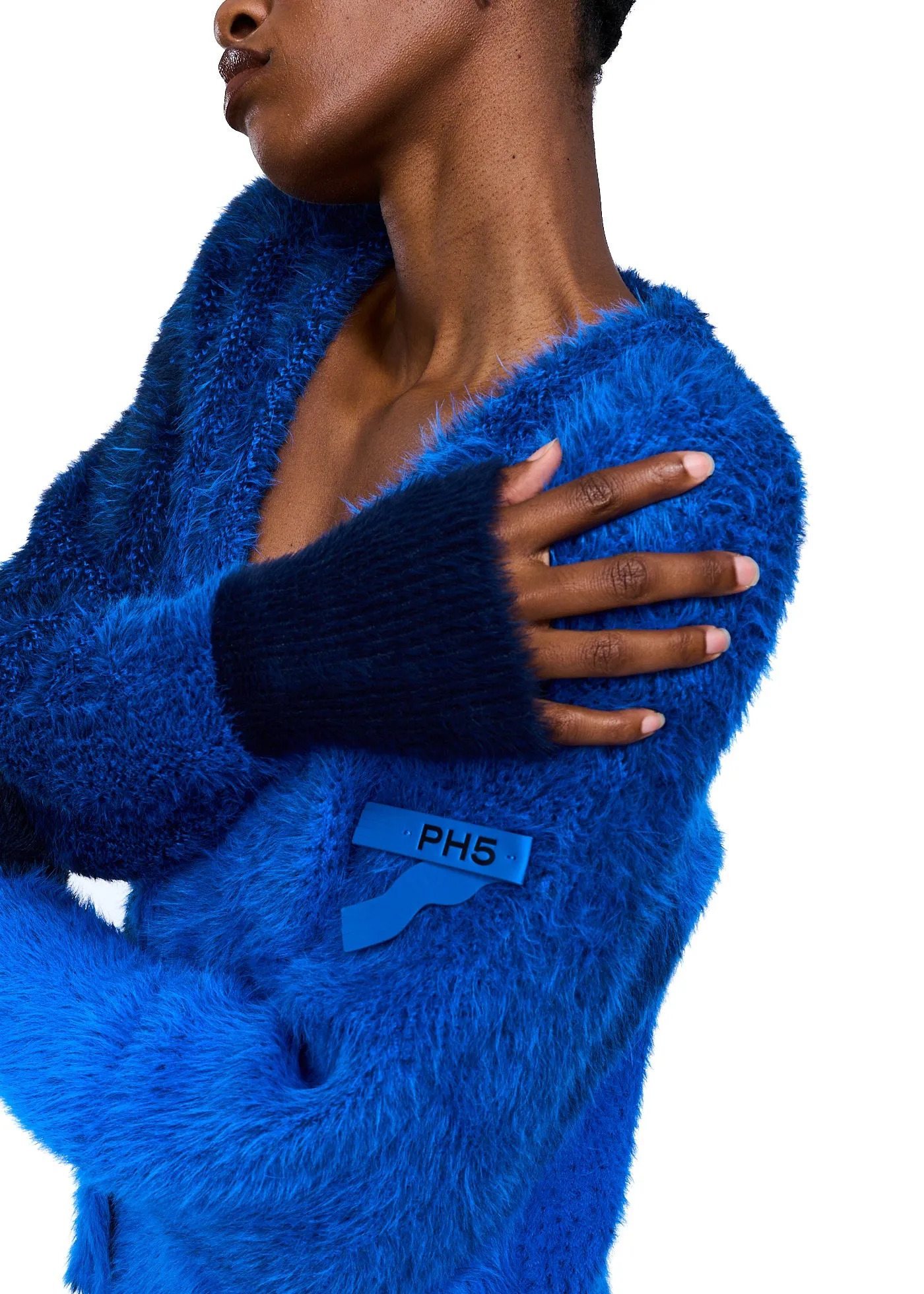 PH5 Ozzy Faux Fur Oversized Cardigan in Electric Blue