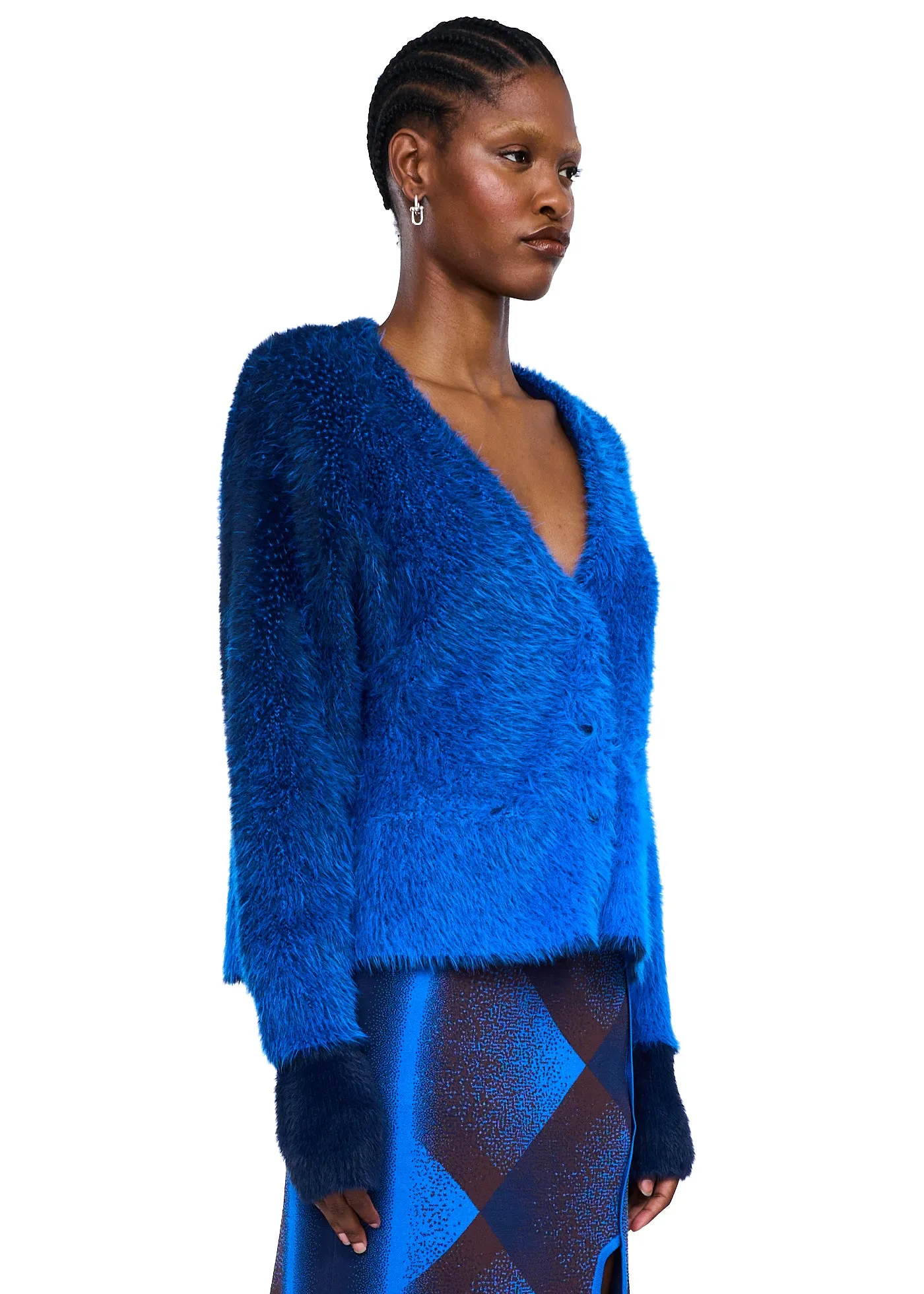 PH5 Ozzy Faux Fur Oversized Cardigan in Electric Blue