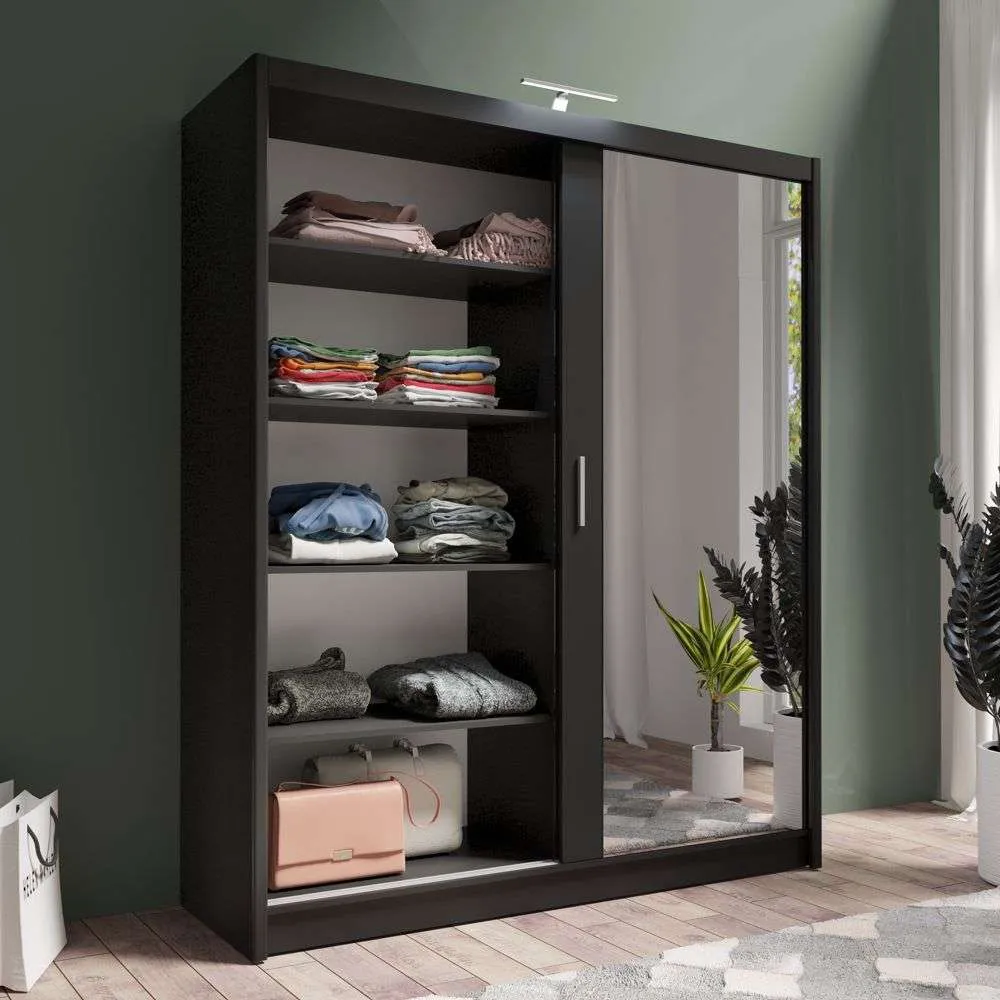 Piper 180cm Sliding Door Wardrobe Black