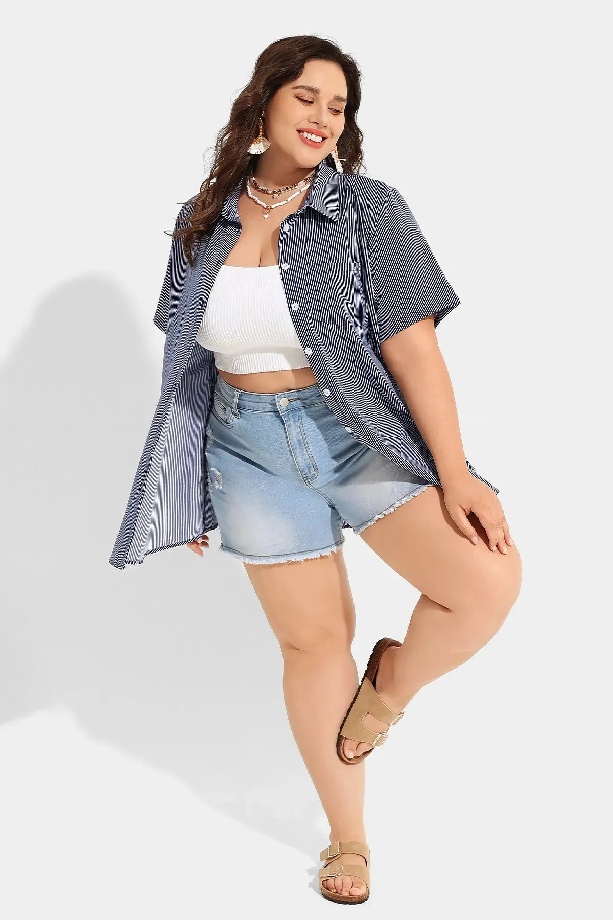 Ritera Supersoft Stripe Button Down Stylish T-Shirt