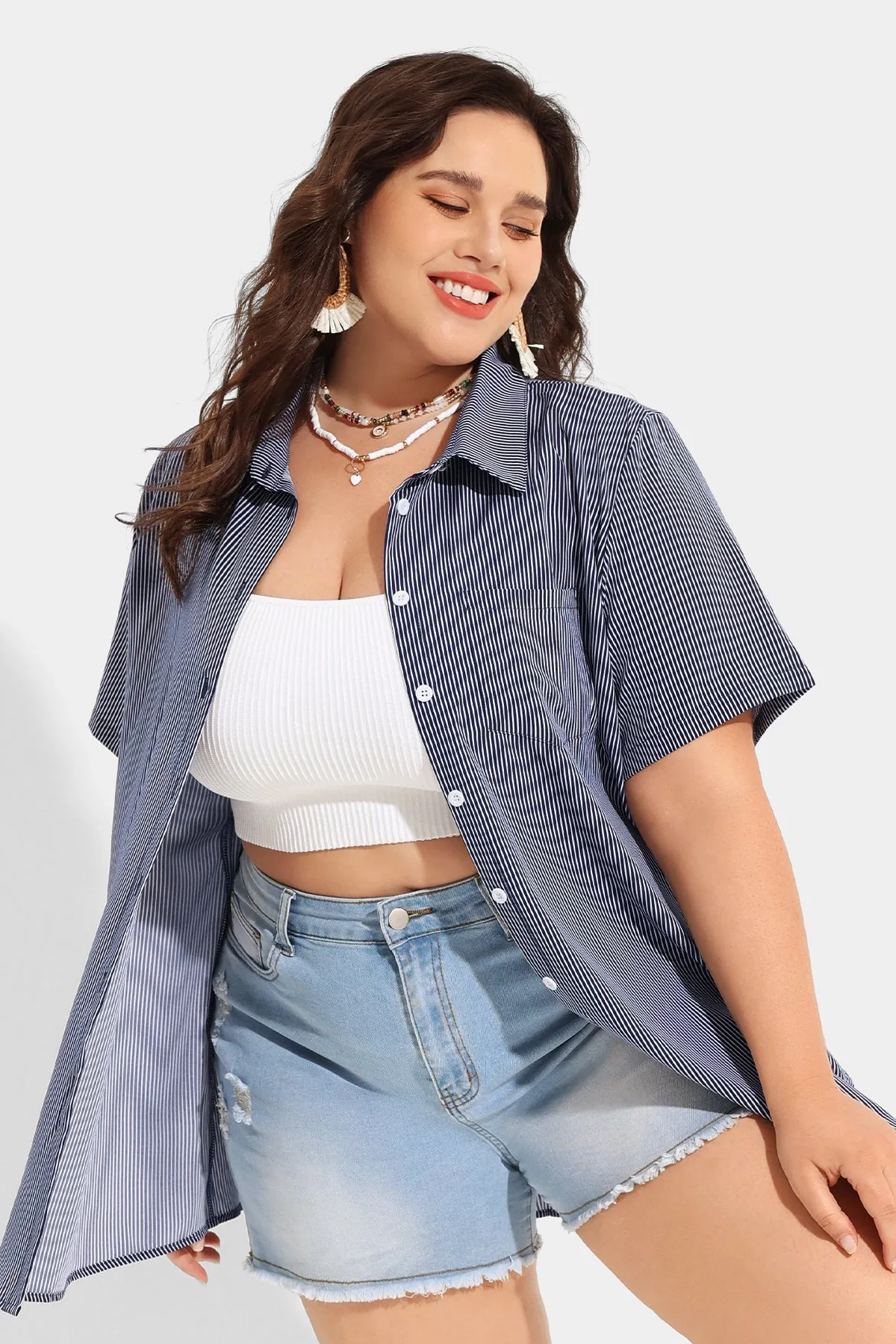 Ritera Supersoft Stripe Button Down Stylish T-Shirt