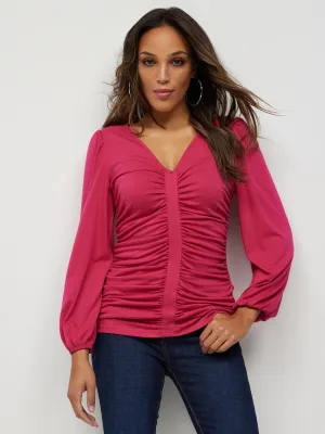 Ruched V-Neck Blouse