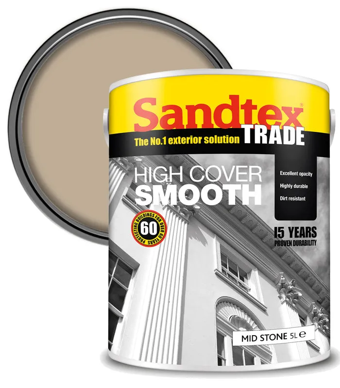 Sandtex Trade High Cover Smooth Masonry Paint - 5 Litres