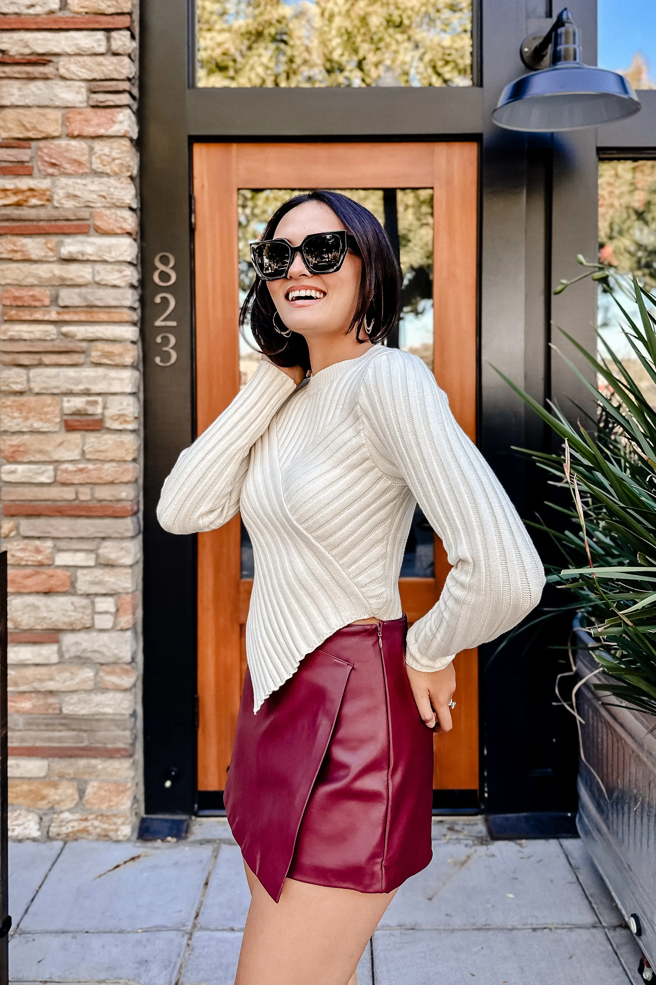 The Cross Your Fingers Scarf Hem Sweater