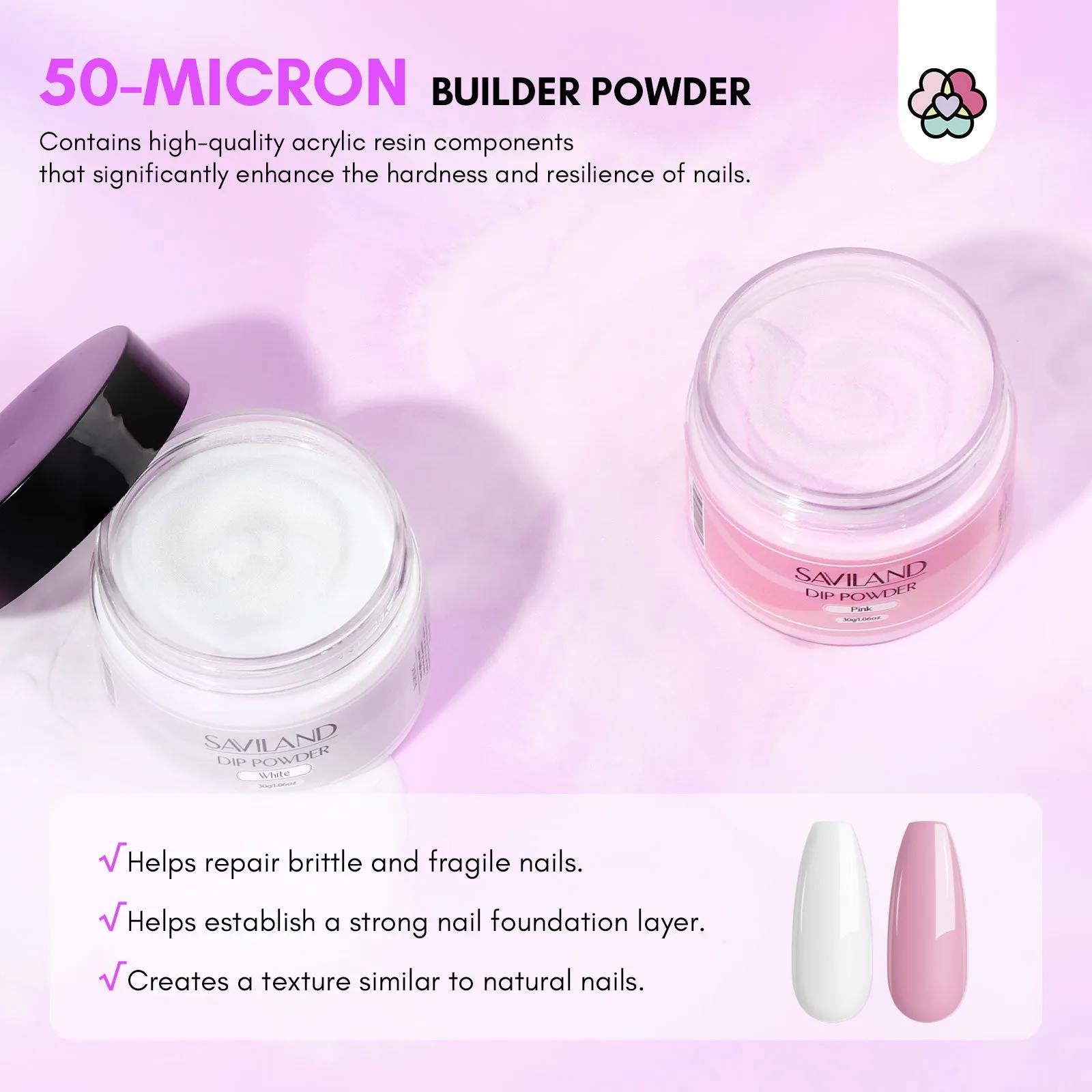 [US ONLY] Instant Nail Repair Kit - Pink & White Dipping Powder with Nail Glue