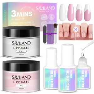 [US ONLY] Instant Nail Repair Kit - Pink & White Dipping Powder with Nail Glue