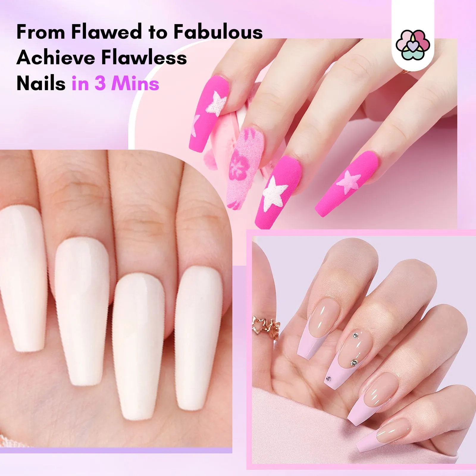 [US ONLY] Instant Nail Repair Kit - Pink & White Dipping Powder with Nail Glue