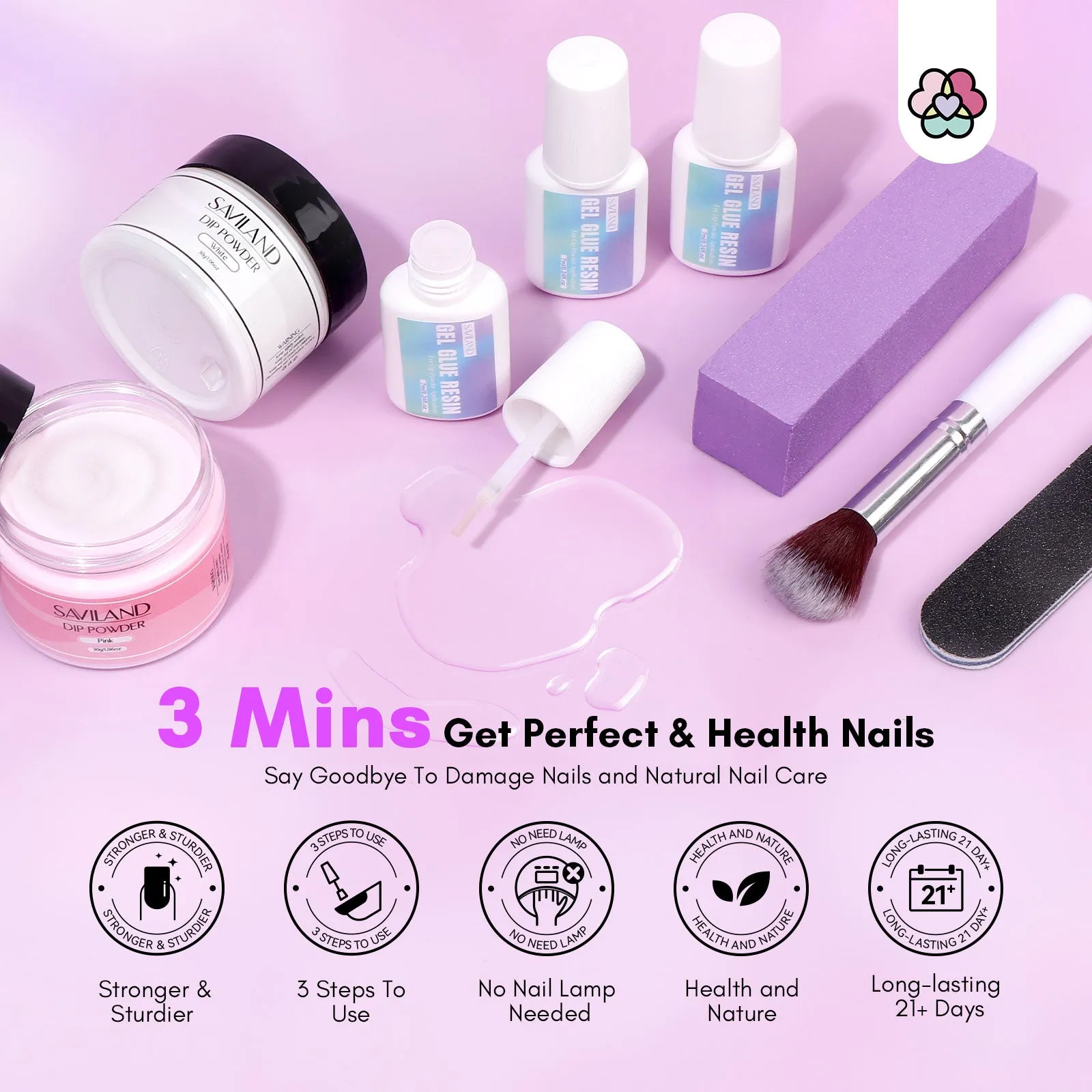 [US ONLY] Instant Nail Repair Kit - Pink & White Dipping Powder with Nail Glue